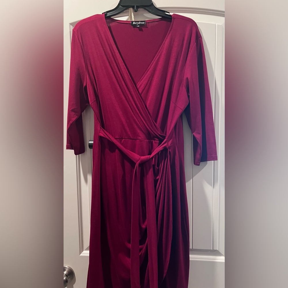 Elegant Burgundy Wrap Dress